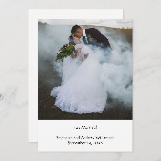 写真パーソナライズされたの投結婚落の告知 案内状 (正面/裏面)