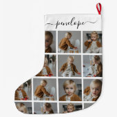 写真パーソナライズされたの照合名 ラージクリスマスストッキング (裏面)