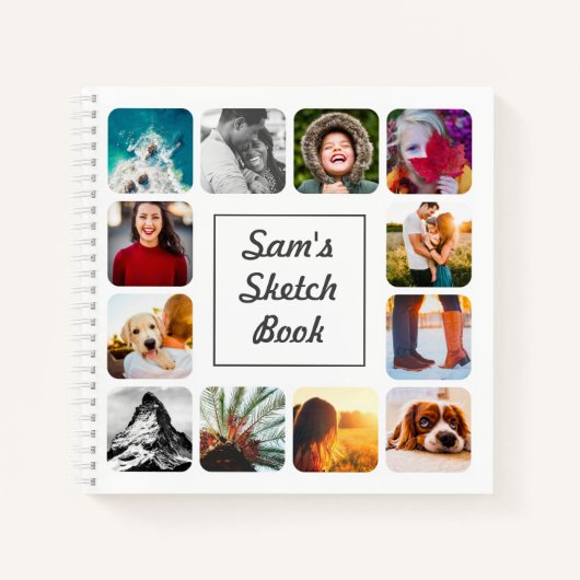 写真パーソナライズされたの白のスケッチ名 ノートブック (正面)