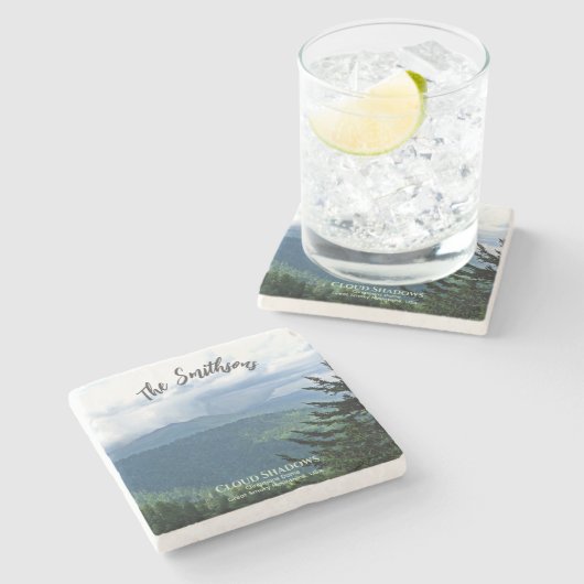 写真パーソナライズされたの素晴らし煙の山 ストーンコースター (横)