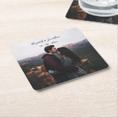 写真パーソナライズされたの結婚イベント スクエアペーパーコースター (アングル)