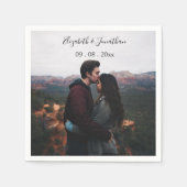 写真パーソナライズされたの結婚イベント スタンダードカクテルナプキン (正面)