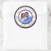 写真パーソナライズされたの結婚ステッ航海のカー ラウンドシール (バッグ)