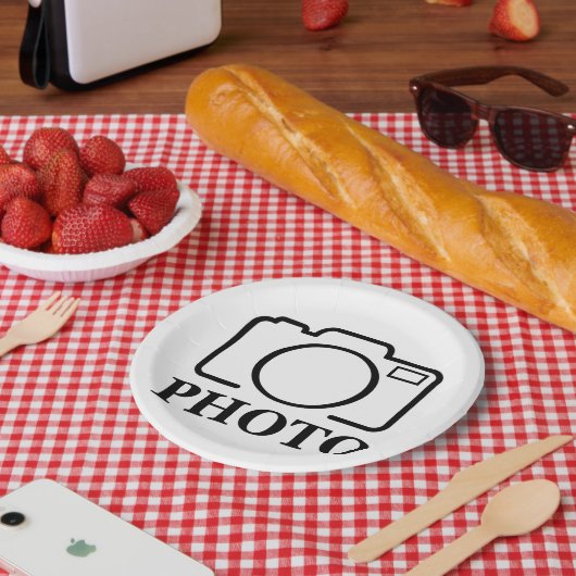 写真パーソナライズされたの結婚可愛モダンい追加エレガント ペーパープレート (ピクニック)