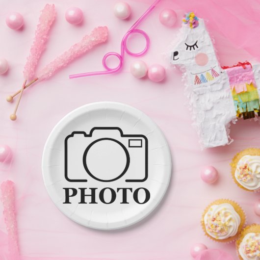 写真パーソナライズされたの結婚可愛モダンい追加エレガント ペーパープレート (パーティー)