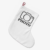 写真パーソナライズされたの結婚可愛モダンい追加エレガント ラージクリスマスストッキング (正面 (吊り時))