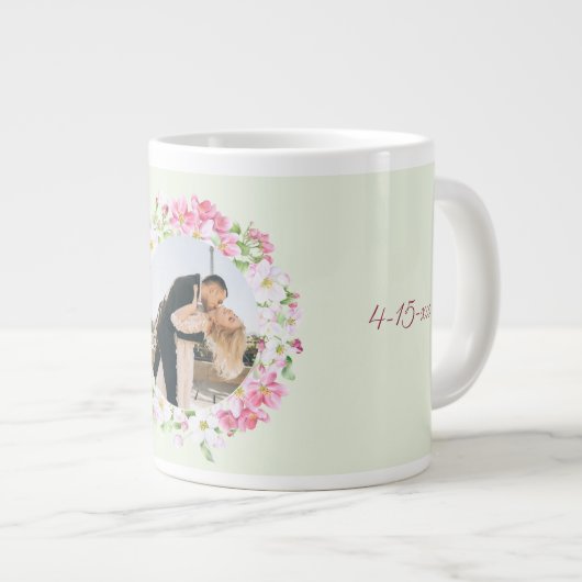 写真パーソナライズされたの結婚新郎新婦のカスタム ジャンボコーヒーマグカップ (正面右)