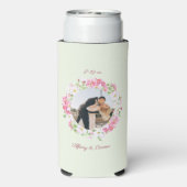 写真パーソナライズされたの結婚新郎新婦のカスタム スリム缶クーラー (Seltzer裏面)