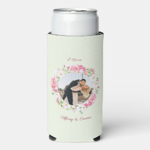 写真パーソナライズされたの結婚新郎新婦のカスタム スリム缶クーラー