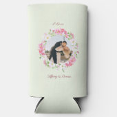 写真パーソナライズされたの結婚新郎新婦のカスタム スリム缶クーラー (正面)