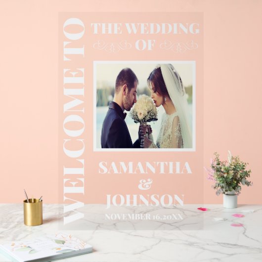 写真パーソナライズされたの結婚歓迎 アクリルサイン (ウェディング)