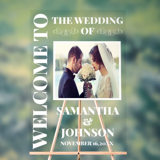 写真パーソナライズされたの結婚歓迎 アクリルサイン (ニュートラル)