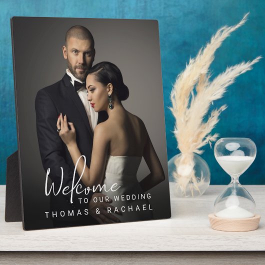 写真パーソナライズされたの結婚歓迎 フォトプラーク (側面)