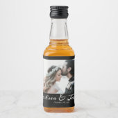 写真パーソナライズされたの結婚白黒のお勧め リキュールボトルラベル (正面)