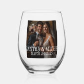 写真パーソナライズされたの結婚贈り物 ステムなしワイングラス (正面)