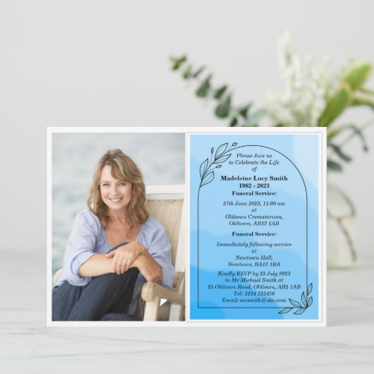 写真パーソナライズされたの葬儀招待状 招待状 (スタンド正面)