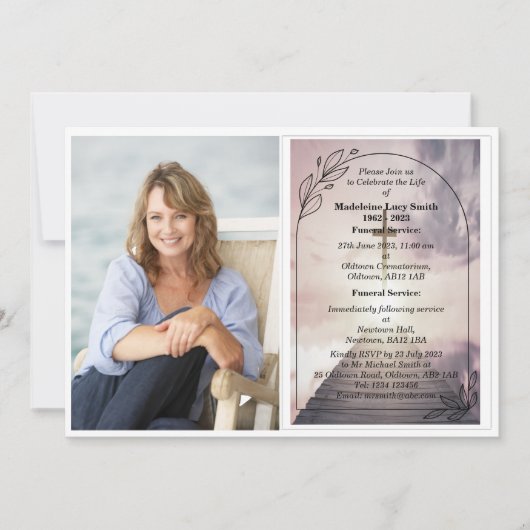 写真パーソナライズされたの葬儀招待状 招待状 (正面)