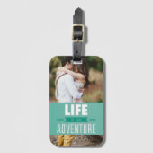写真パーソナライズされたの追加ライフは冒険 ラゲッジタグ (正面縦)