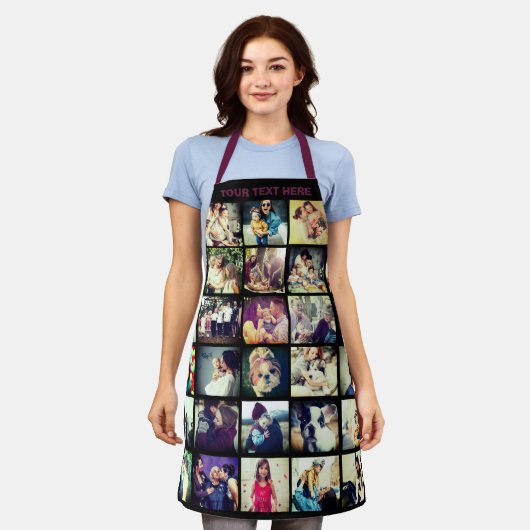 写真パーソナライズされたはこちらTシャツのエプロン エプロン (着用した状態)