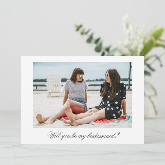 写真パーソナライズされたは私の花嫁の付き添いのカードになる 招待状 (スタンド正面)