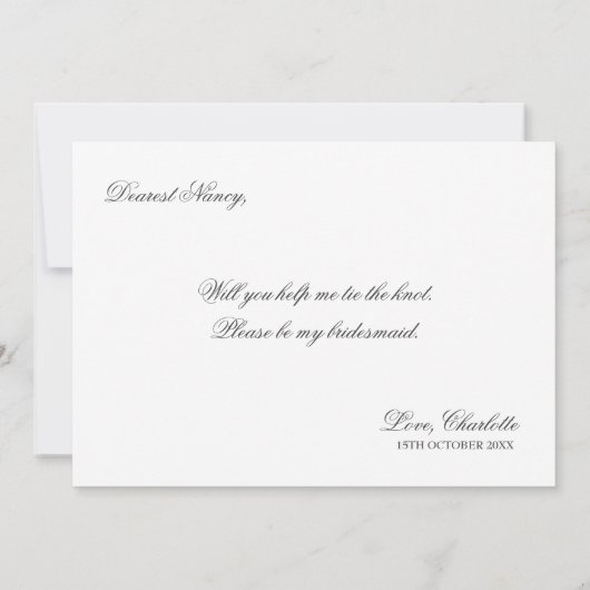 写真パーソナライズされたは私の花嫁の付き添いのカードになる 招待状 (裏面)