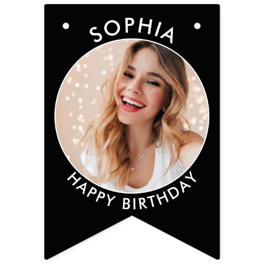 写真パーソナライズされたを添えた誕生日バウンディング バンティングフラッグ (第1の旗)