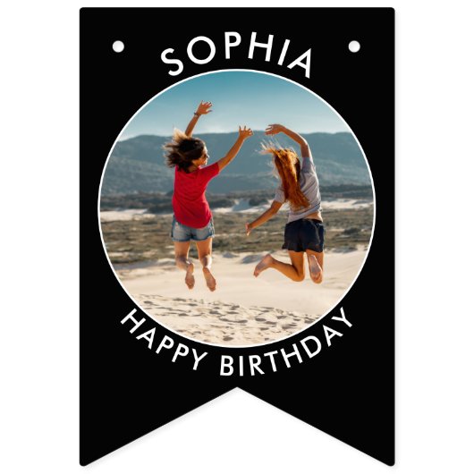 写真パーソナライズされたを添えた誕生日バウンディング バンティングフラッグ (第3の旗)