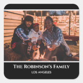 写真パーソナライズされたを黒い枠で文字 スクエアシール (正面)