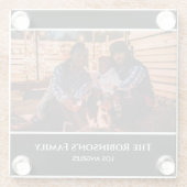 写真パーソナライズされたを黒枠で文字 ガラスコースター (裏面)