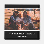 写真パーソナライズされたを黒枠で文字 マグネット (正面)