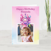 写真パーソナライズされたアクソロテルガール誕生日 カード (正面)
