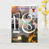 写真パーソナライズされたアップロード18誕生日 カード (黄色い花)