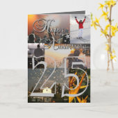 写真パーソナライズされたアップロード25周年記念 カード (黄色い花)