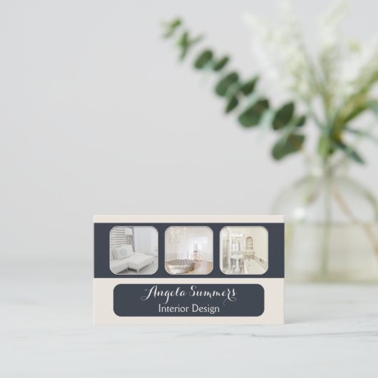 写真パーソナライズされたインテリアデザイン名刺 名刺 (スタンド正面)