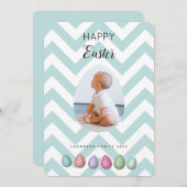 写真パーソナライズされたイースターエッグブルーパステル シーズンカード (正面/裏面)