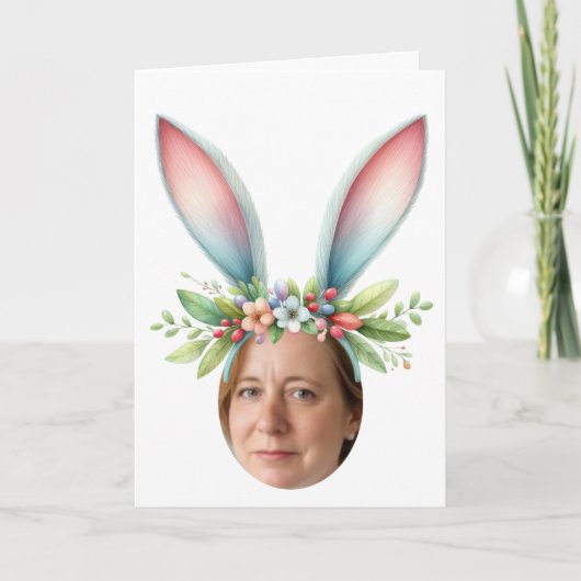 写真パーソナライズされたイースターバニー耳うさぎカード シーズンカード (正面)