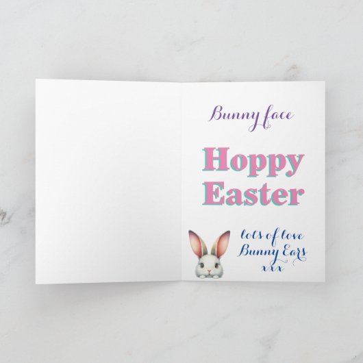 写真パーソナライズされたイースターバニー耳うさぎカード シーズンカード (内部)