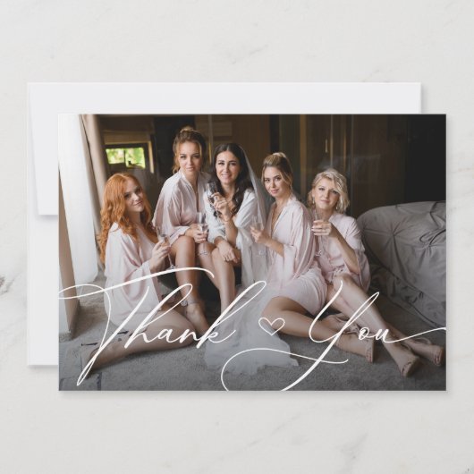 写真パーソナライズされたエレガントの花嫁 サンキューカード (正面)