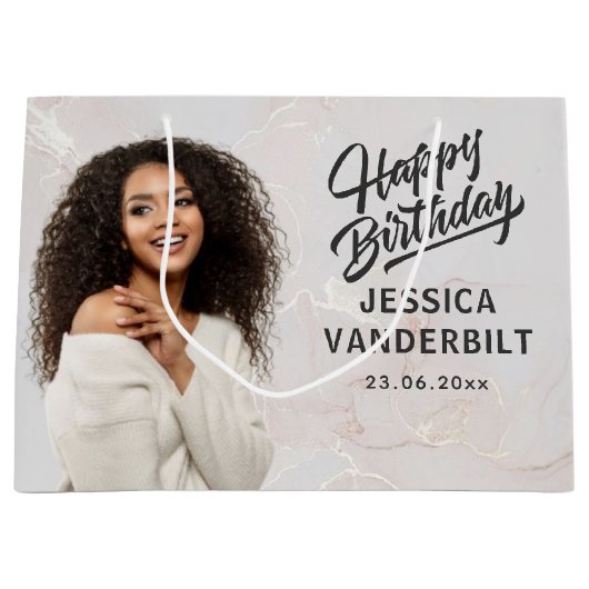 写真パーソナライズされたエレガント抱き枕 ラージペーパーバッグ (正面)