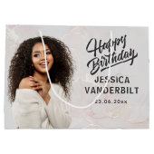 写真パーソナライズされたエレガント抱き枕 ラージペーパーバッグ (裏面)