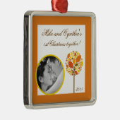 写真パーソナライズされたオーナメントモダン秋の木 メタルオーナメント (右)