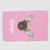 写真パーソナライズされたカスタムペットドッグ猫顔 ゴルフタオル (横)