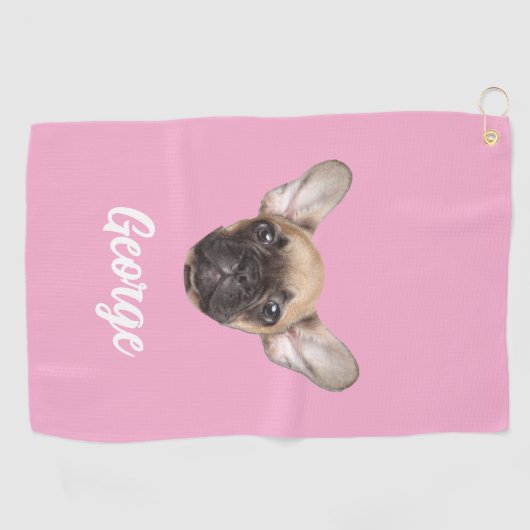 写真パーソナライズされたカスタムペットドッグ猫顔 ゴルフタオル (横)