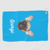 写真パーソナライズされたカスタムペットドッグ猫顔 ゴルフタオル (横)