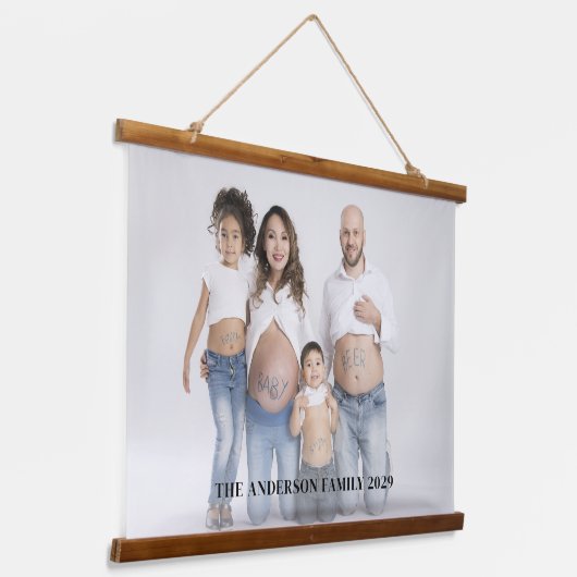 写真パーソナライズされたカスタム文字ウッドトッぶら下がったド 吊り下げ型タペストリー (傾斜あり)
