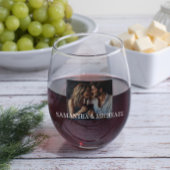 写真パーソナライズされたカップルの結婚贈り物 ステムなしワイングラス