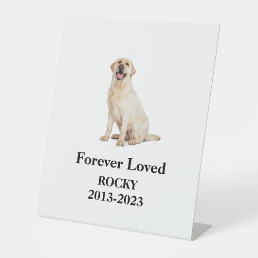 写真パーソナライズされたカード表ペットロスのギフト、犬 台座サイン (正面)