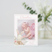 写真パーソナライズされたガールBunny誕生発表 ポストカード (スタンド正面)