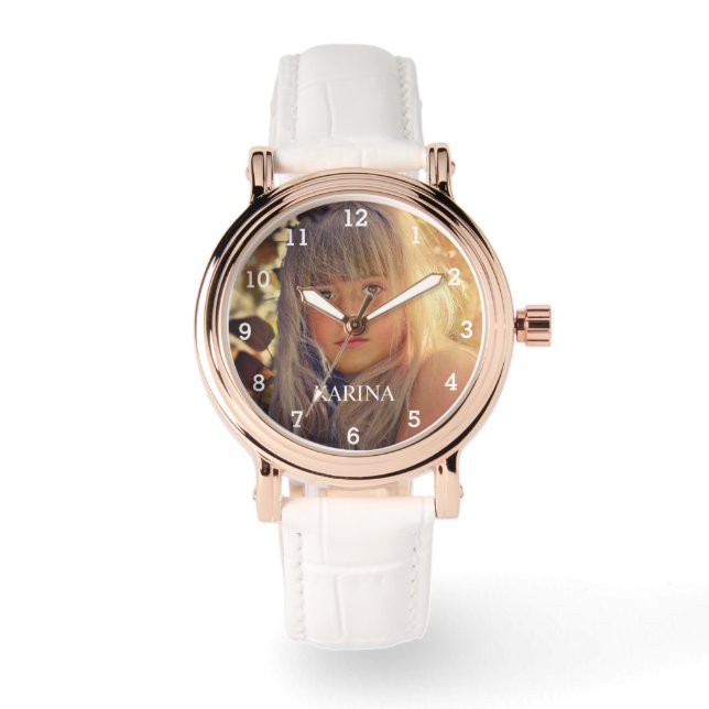 写真パーソナライズされたキッズファミリー名腕時計 腕時計 (正面)