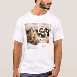 写真パーソナライズされたキャッ最高のトのパパ Tシャツ